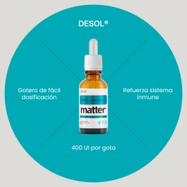 YOU MATTER - Desol Suplemento Alimenticio de Vitamina D3 en Gotas, 400 UI por Gota, Sin Soja, Sin Gluten, Sin OGMs - Frasco Gotero de 52 ml           