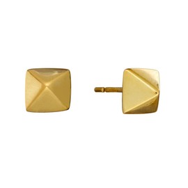 Silverly Women's .925 Sterling Silver Gold Plated Square Geometric Cone Pyramid Stud Earrings