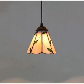 6 Inches Tiffany Style Pendant Ceiling Light Pastoral Stained Glass Pendant Lamp Fixture for Restaurant Hallway Kitchen Bar Hanging Lighting,110-240V,E27,40W(15×90cm),A