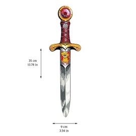 Liontouch Mini Lion Toy Sword for Children, Red, Medieval Pickpocket Dagger with Gemstone for Role Play in Foam, Safe Weapons & Knight Costume Accessories for Boys Fancy Dress