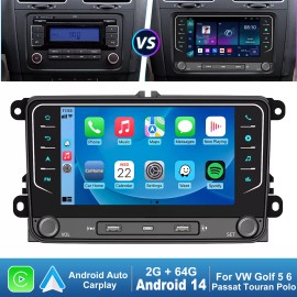 ESSGOO 7" Android 14 Apple Carplay Stereo Radio GPS 64G For VW GOLF MK5 6 PASSAT Tiguan