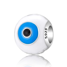 Magic Charms Evil Eye Hamsa Hand Charms 925 Sterling Silver Evil Eye Fátima Bead Pendant Charm for Mujer European Snake Dangle Dazzling Charms Bracelet, Cubic Zirconia, Cubic Zirconia