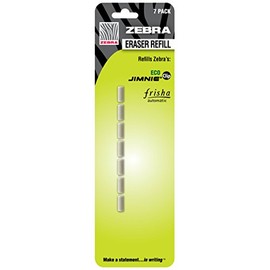 Zebra Eraser Refill, Fits Frisha Automatic, Jimnie, Jimnie Clip & M-301 Ultra, White, 7 Pack (83711)