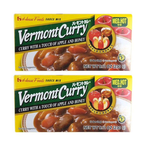 House Foods Vermont Curry [ 2 Packs ] Medium Hot 8.11 Oz (230g)