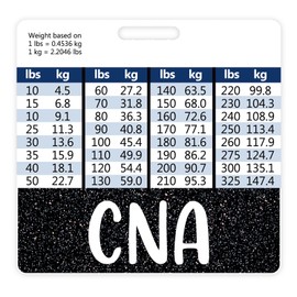 Plifal CNA Badge Buddy Card Holder Nursing Accessories Black Certified Nurse Aid Horizontal ID Name Identification Tags Nurse Work W Height & Weight Conversion Charts