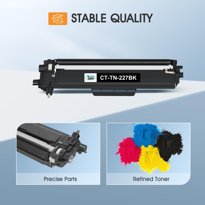 TN227 TN-227BK/C/M/Y High Yield Toner Cartridge 4 Pack:Compatible Replacement for