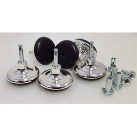 Hi-Q Furnishings 8 x Chrome Gliders With Metal Inserts For Beds, Sofas, Footstools.