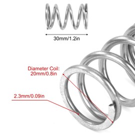 GUNGY Compression Spring Stainless Steel Spring Compression Springs 30 mm Wire Diameter 2.3 mm Outer Diameter 20 mm Length 30 mm Maximum Spring Force 13.5 kg Pack of 4