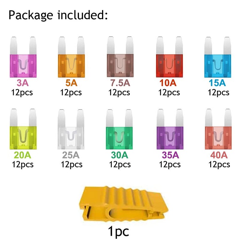 Kiligen 120pcs Small Fuse Car Blade Fuse 3A 5A 7.5A