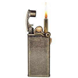 Vintage Trench Lighter，Reusable Soft Flame Antique Lighter with Expandable Neck, Collection Unique Gift for Men Dad Husband (Bronze Knurling)