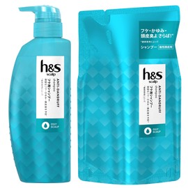 h&s Scalp Oily Scalp Medicated Shampoo, Pump + Refill Set, 11.8 fl oz (350 ml) + 10.1 fl oz (300 ml) (Quasi-Drug)