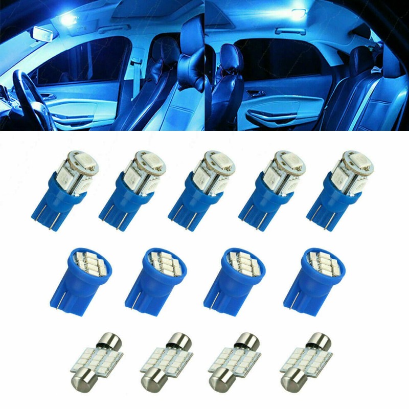 SHENKENUO 13pcs Ice Blue LED Interior Lights Package Kit For