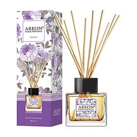 AREON Pac de 3 Unid de Aromatizante de 50 Ml Aromatizante Varitas Difusor de Varillas Elegante Fresco para Cuarto Sala Baño Ideal para Crear un Ambiente Acogedor y Relajante Marca (Violet)