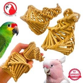 Bonka Bird Toys 3338 Twisted Vine Swirls 4" x 3" Natural Chew Toy 2-Pack for Small to Large Bird Breeds Foot Talon Play and DIY Foraging Conure Ringneck and Similar