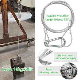 WECAN Safety Rope Fixing Device, Stage Light Safety Cable, Transparent Rope Head Truss Accessories, Clamping Hook, 2mm Diameter, 100cm Length (6 Pieces, White)