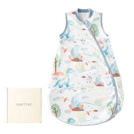 usbettas Thermostatic Baby Sleep Sack 6-12 Months, 1.0 TOG Infant Sleeveless Sleep Sack, Soft Organic Cotton Toddler Wearable Blanket for Boys Girls, Baby Sleeping Bag with 2-Way Zipper for All Season