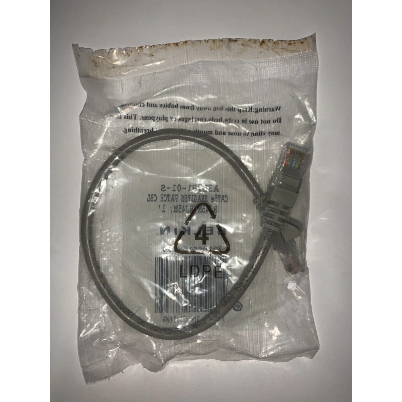 Belkin A3L791-01-S 1' CAT5e Snagless Patch Cable RJ45M-RJ45M Ethernet Gray