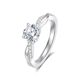 AmoreNel Solitaire Moissanite Engagement Ring for Women 4 Pronged Small Twisted Vine 1ct D Color VVS1 Clarity 925 Sterling Silver Plated 18KWhite Gold Promise Ring Ideal Gift for Women(8)