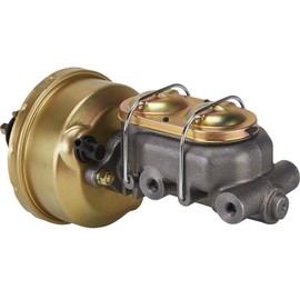 7-Inch Brake Booster Master Cylinder Combo, 1" Bore, Zinc-Plated Steel, Universal Fit for Under Hood/Floor, 3/8"-24 IFF Outlets, Disc-Disc or Disc-Drum, 3-3/8" On-Center Mounting