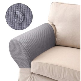 LERTREE 1 Pair Sofa Arm Slipcovers Elastic Sofa Armrest Protectors Removable Chair Sofa Armrest Covers (Light Gray)
