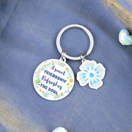 Lelekdo Best Friend Keychain Gifts for Women Appreciation Gift for Besties BFF Female Teen Girl Christmas Birthday Gift for Women Friendship A Sweet Friendship Refreshes The Soul Keychain