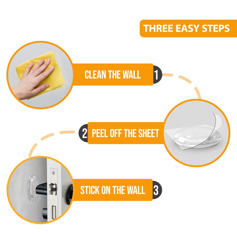 Clear Door Stoppers for Wall - Medium Size 2" (16