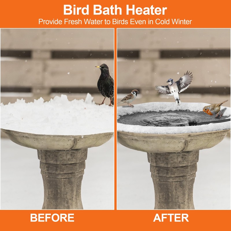 Saillong Bird Bath Deicer Heated Rock, 80W Submersible Utility Decorative