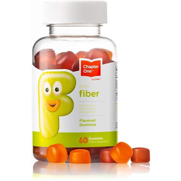 Chapter One Fiber Gummies, with Natural Chicory Root Soluble Fiber, Certified Kosher (60 Flavored Gummies)