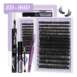 Extensiones De Pestañas Kit Con Efecto 3d Gruesas Individuales B&q 90d 10-18mm Longitudes Mixtas Curvatura D