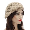 ZLYC Women's Beret Beret Hat, Crochet Beige, Unit size