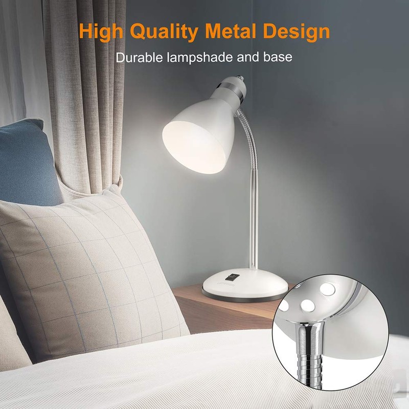 LEPOWER Metal Desk Lamp, Adjustable Goose Neck Table Lamp, Eye-Caring