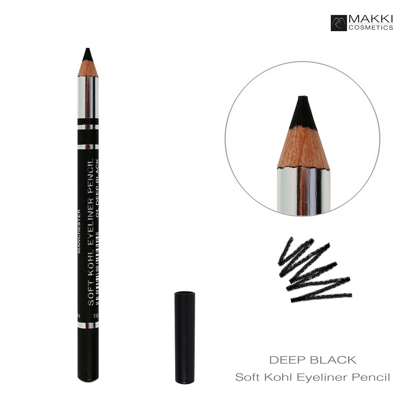 Makki Soft Kohl Kajal Eyeliner Pencil - Deep Black -