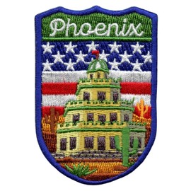 Phoenix Arizona Shield Patch (3 Inch) Iron-on Badge Travel USA Souvenir Emblem for Backpacks Jackets Hats Bags Crafts Gift Patches