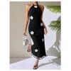 SOLY HUX Women's Sleeveless 3D Floral Bodycon Halter Long Dress