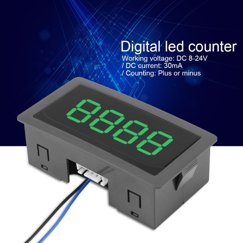 Digital Display Counter, 4-Digit LED, DC 8-24V, 3.1 x 1.5