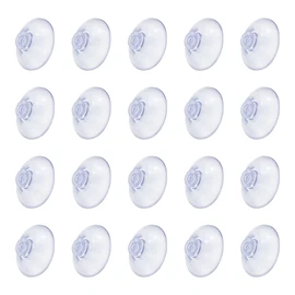 Rumyve 20-Pack 20mm Small Plastic Suction Cups - Transparent Suction Hooks for Kitchen, Bathroom, and Windows