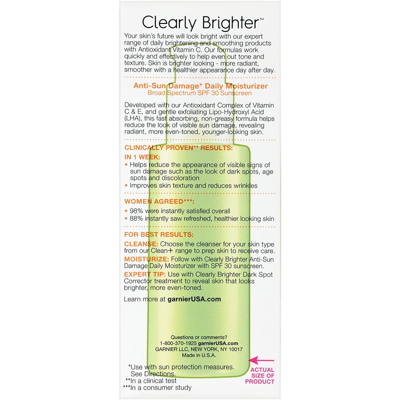 Garnier SkinActive Clearly Brighter SPF 30 Face Moisturizer with Vitamin