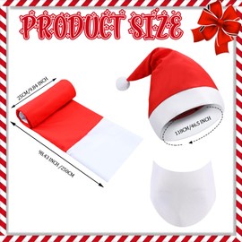 Evervibe 3 Pcs 12 ft Skeleton Clothes Accessories Skeleton Santa Hat and Scarf Beard Set 12 ft Christmas Skeleton Costume Set Red