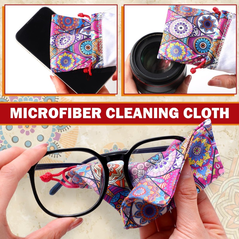 Shinylin 24 Pcs Sunglass Pouch Drawstring Microfiber Pouch Multicolor Soft