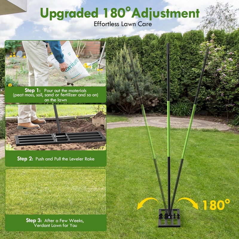 Seeutek Lawn Leveling Rake, 45” x 10” Lawn Leveler with