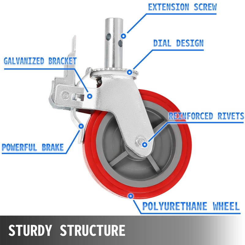 BestEquip Scaffolding Wheels Set of 4, 8" - Scaffolding Casters