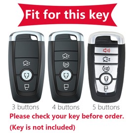 KUNIO Car Key Fob Cover fit for Ford Mondeo Mustang Explorer EcoSport S-Max Ranger Fiesta F150 F250 Leather Key Case 3 Buttons Black