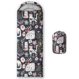 Tuzaovy Cozy cat Womens Teen Girls Sleeping Bag Ages 3-6,Adult Animal Camping Sleeping Bag for Kids 10-12 Boys