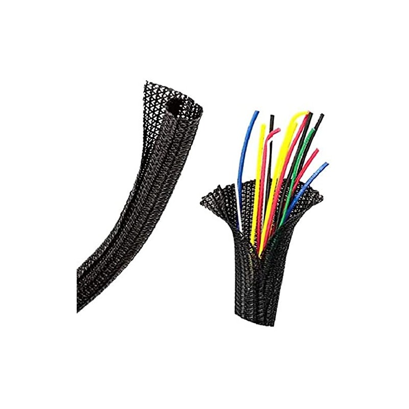 Install Bay 3/4In Self-Wrapping Split Braid Sleeving Black - 50Ft