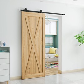 SMARTSTANDARD 5.5 FT Top Mount Sliding Barn Door Hardware Kit -Smoothly and Quietly -Easy to Install -Includes Step-by-Step Installation Instruction Fit 30"~33" Wide Single Door Panel (T Shape Hanger)