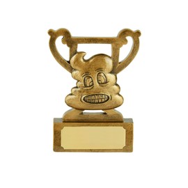 Loser Poo Rubbish Funny Humorous Hand Gesture Emoji Mini Cup Trophy Award, Gold, Last Place, Failure, Worst, Ornament, Affordable Figurine Prize Gift Kids Schools Competitions Corporate Events