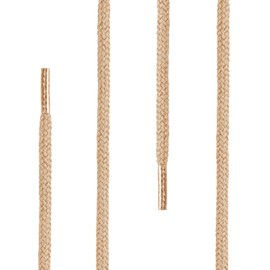 Di Ficchiano Round Shoelaces, Round Laces Made of 100% Cotton, Tear-Resistant, Diameter 3-4 mm, Lengths 45-200 cm, camel