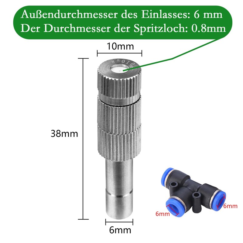 ATOPLEE 10pcs 0.8 mm Low Pressure Brass Mist Nozzles with