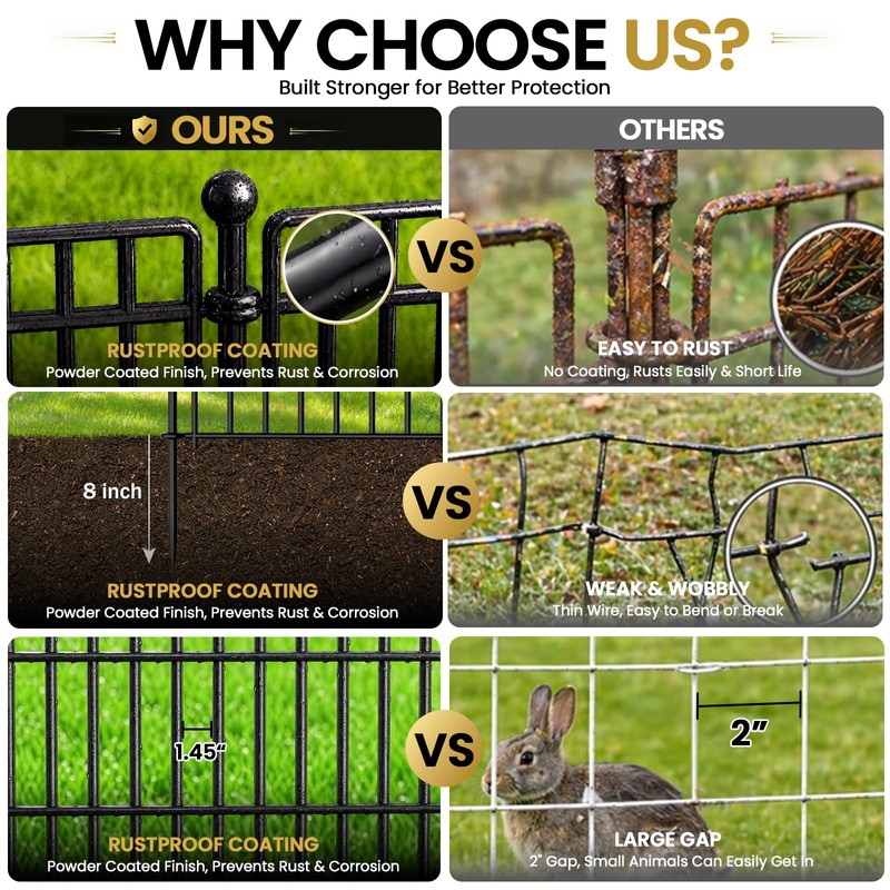 No Dig Garden Fence, Dog Fencing Outdoor for Yard, 5