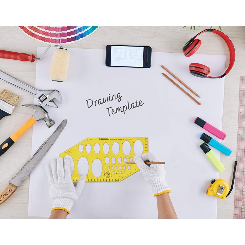 Traceease Geometric Drafting 35° Isometric Ellipse Template Drawing Stencil, Designing